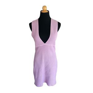 House of Harlow 1960 Size Medium Lavender Plunge V-neck Ribbed Bandage Dress